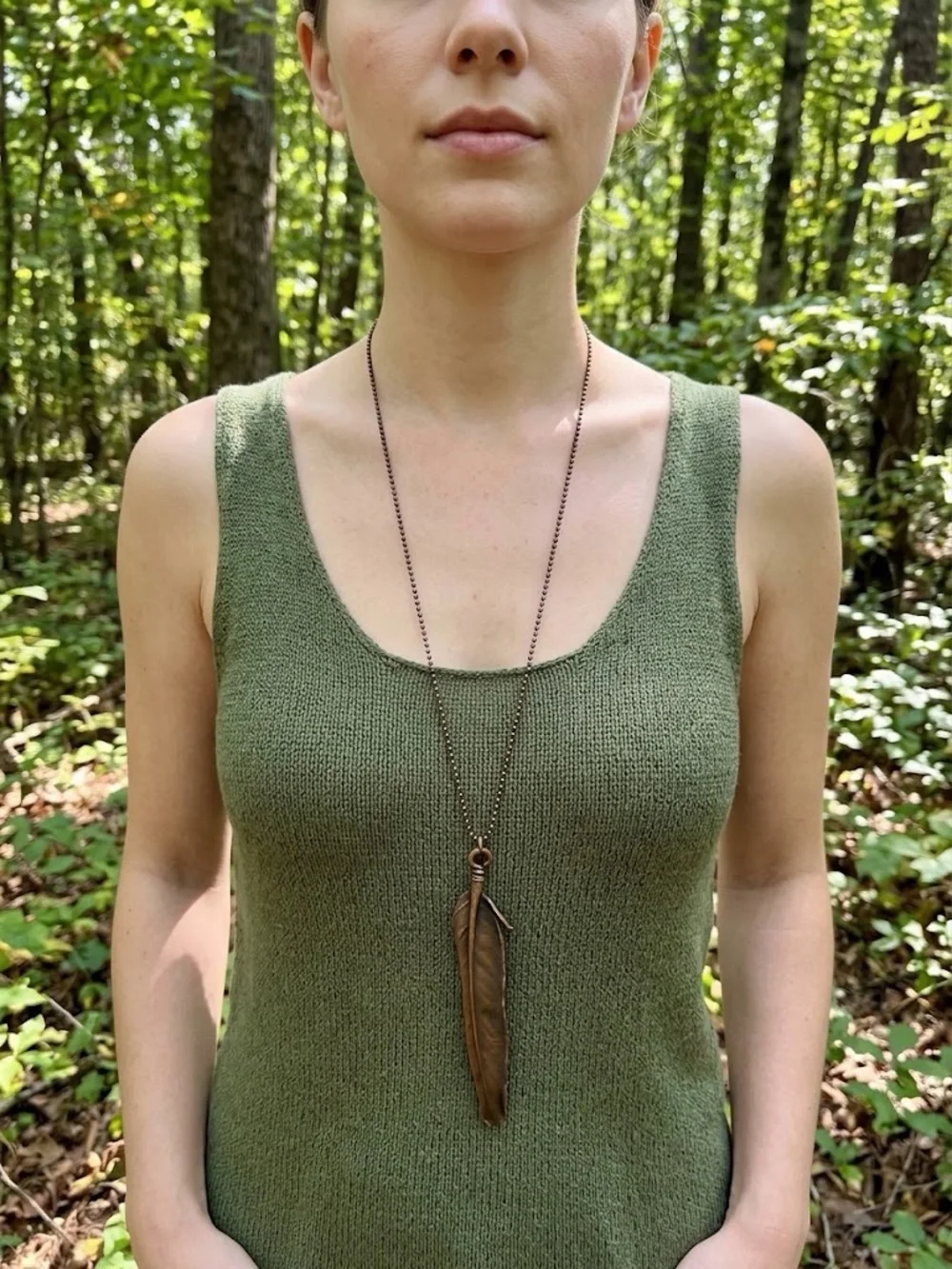 Handcrafted Feather Pendant Necklace - One of a Kind